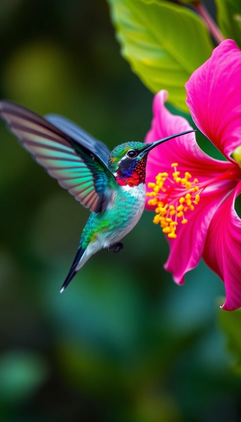 Free Hummingbird and Hibiscus iPhone Masterful Wallpaper
